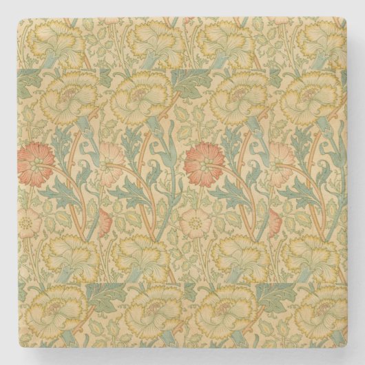  William Morris Pink en Roos Stenen Onderzetter (Voorkant)