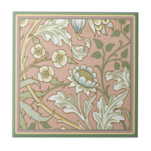 William Morris ~ Pink Floral Tegeltje