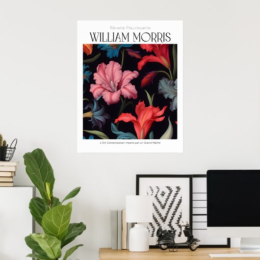 William Morris  Pink Lilly Poster (Thuiskantoor)