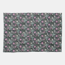 William Morris Pink Poppy Botanical Victorian  Theedoek