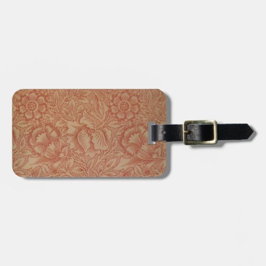 William Morris Pink Poppy Flower Floral Bagagelabel (Voorkant horizontaal)
