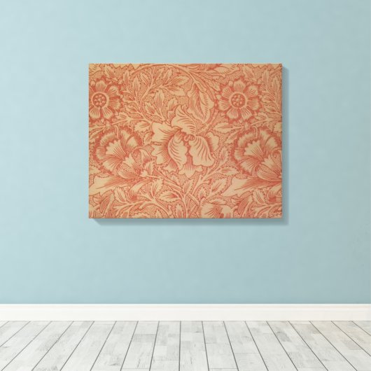 William Morris Pink Poppy Flower Floral Canvas Afdruk (Insitu (Houten vloer))