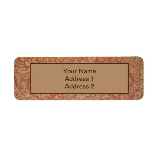 William Morris Pink Poppy Flower Floral Etiket (Voorkant)