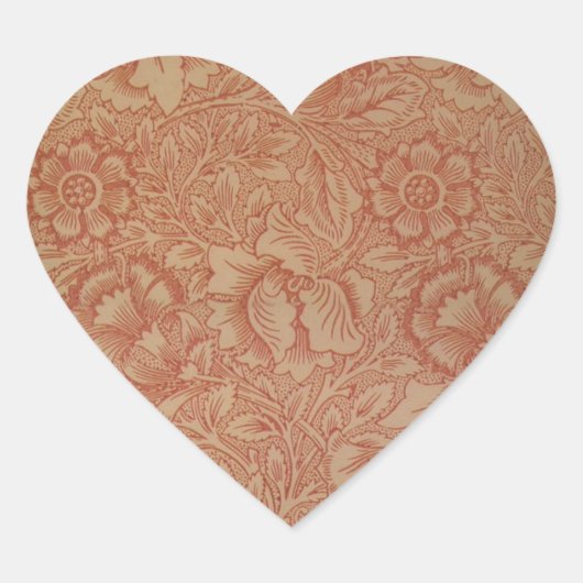 William Morris Pink Poppy Flower Floral Hart Sticker (Voorkant)