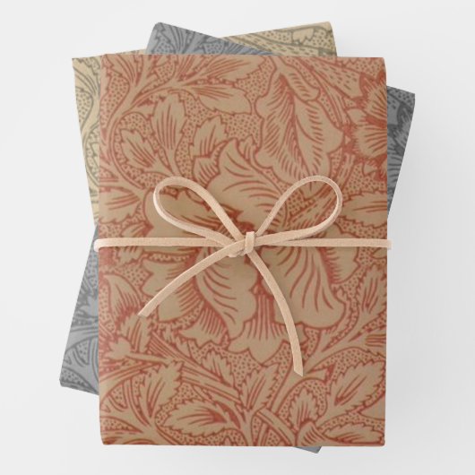 William Morris Pink Poppy Flower Floral Inpakpapier Vel (In situ)