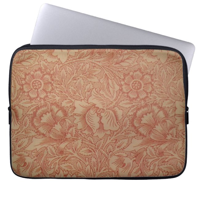 William Morris Pink Poppy Flower Floral Laptop Sleeve (Voorkant)