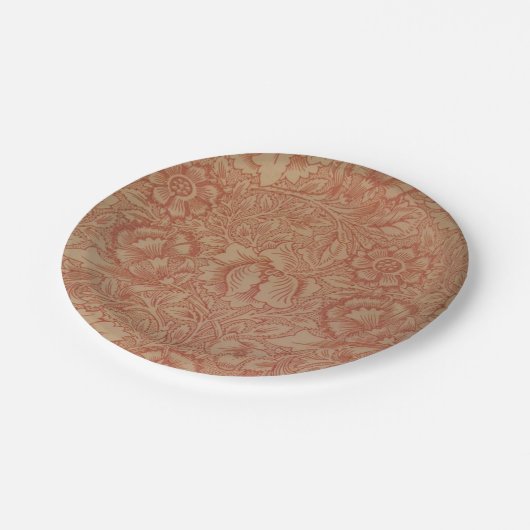 William Morris Pink Poppy Flower Floral Papieren Bordje (Gekanteld)