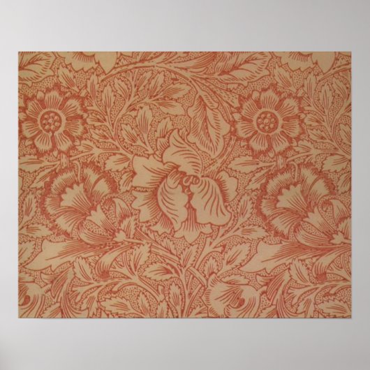 William Morris Pink Poppy Flower Floral Poster (Voorkant)