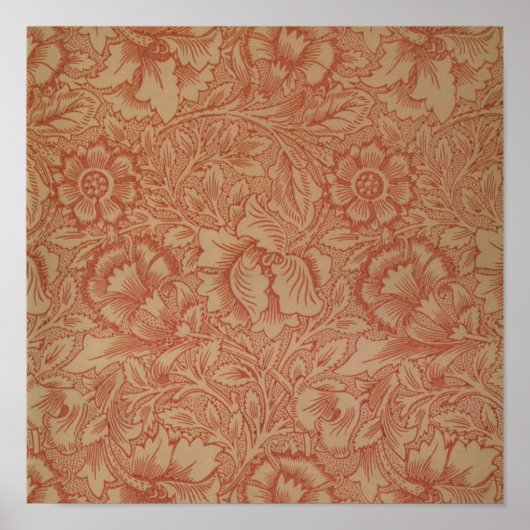 William Morris Pink Poppy Flower Floral Poster (Voorkant)