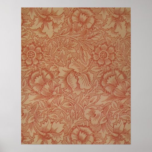 William Morris Pink Poppy Flower Floral Poster (Voorkant)