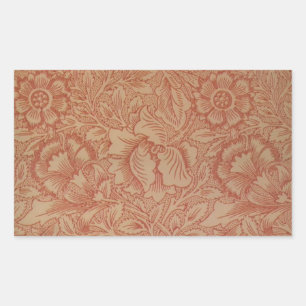 William Morris Pink Poppy Flower Floral Rechthoekige Sticker