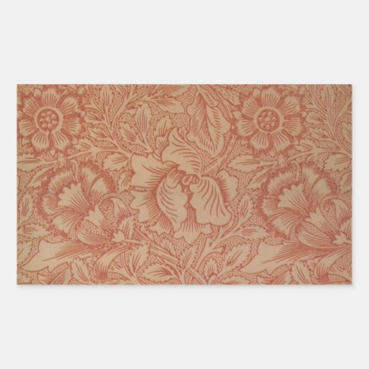 William Morris Pink Poppy Flower Floral Rechthoekige Sticker (Voorkant)