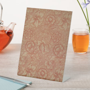 William Morris Pink Poppy Flower Floral Reclamebord Met Voetstuk