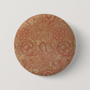 William Morris Pink Poppy Flower Floral Ronde Button 5,7 Cm