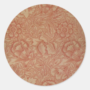 William Morris Pink Poppy Flower Floral Ronde Sticker
