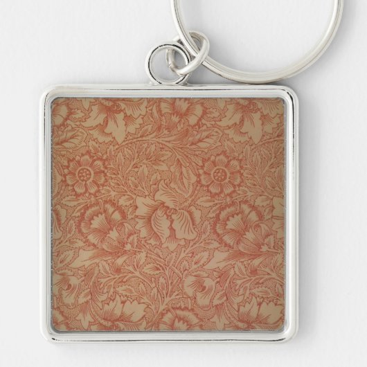 William Morris Pink Poppy Flower Floral Sleutelhanger (Voorkant)