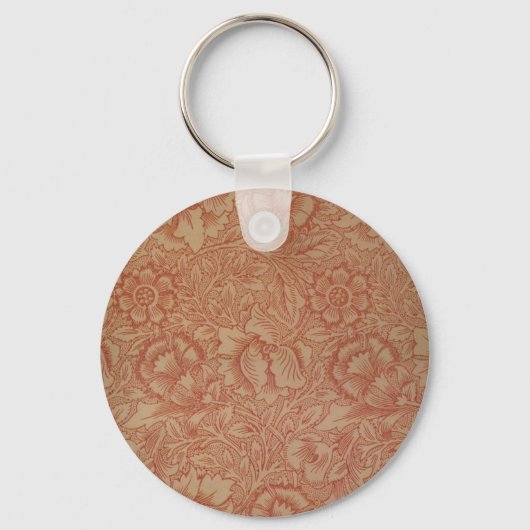 William Morris Pink Poppy Flower Floral Sleutelhanger (Voorkant)