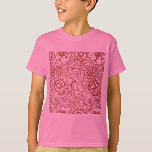 William Morris Pink Poppy Flower Floral T-shirt (Voorkant)