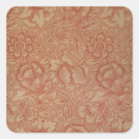 William Morris Pink Poppy Flower Floral Vierkante Sticker (Voorkant)