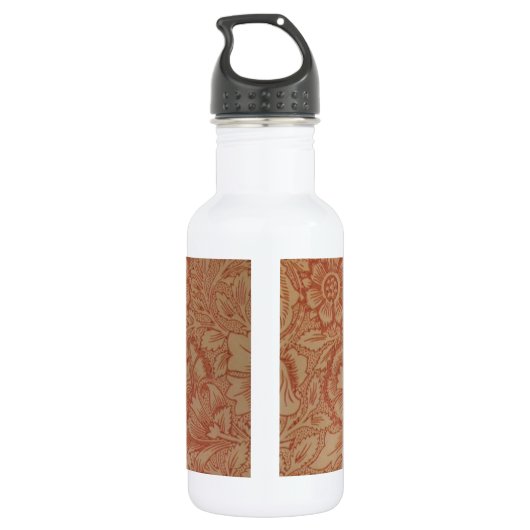 William Morris Pink Poppy Flower Floral Waterfles (Achterkant)