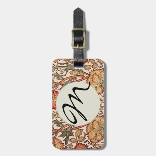 William Morris Pink Rose Bloem Behang Patroon Bagagelabel (Voorkant verticaal)