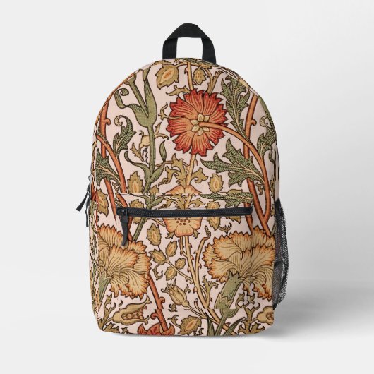 William Morris Pink Rose Bloem Behang Patroon Bedrukte Rugzak (Voorkant)