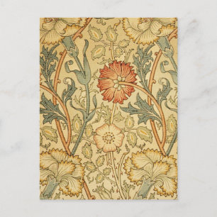 William Morris Pink Rose Bloem Behang Patroon Briefkaart
