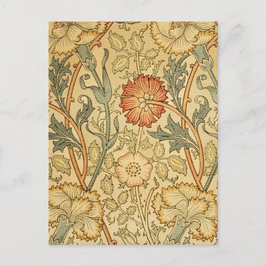 William Morris Pink Rose Bloem Behang Patroon Briefkaart (Voorkant)