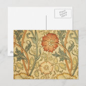 William Morris Pink Rose Bloem Behang Patroon Briefkaart (Voorkant / Achterkant)