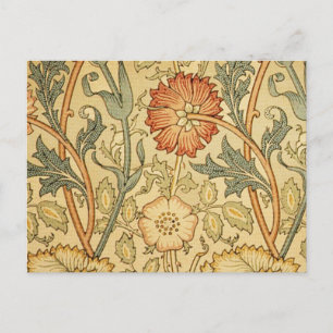 William Morris Pink Rose Bloem Behang Patroon Briefkaart