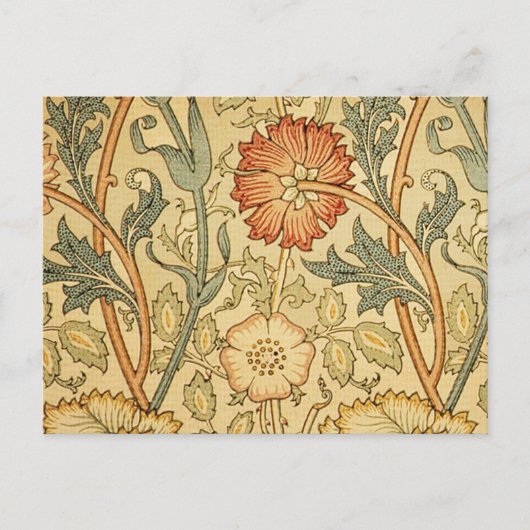 William Morris Pink Rose Bloem Behang Patroon Briefkaart (Voorkant)