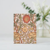 William Morris Pink Rose Bloem Behang Patroon Briefkaart (Staand voorkant)