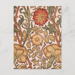William Morris Pink Rose Bloem Behang Patroon Briefkaart