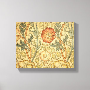 William Morris Pink Rose Bloem Behang Patroon Canvas Afdruk