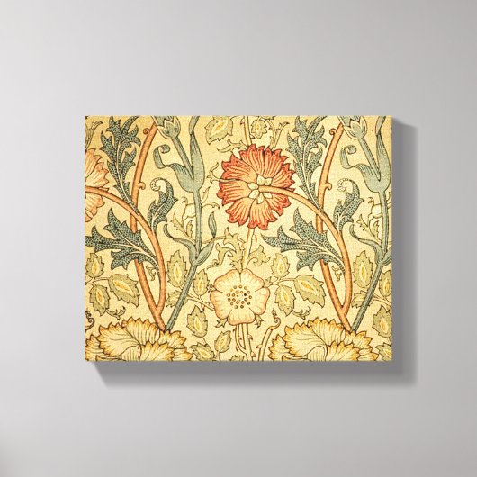 William Morris Pink Rose Bloem Behang Patroon Canvas Afdruk (Voorkant)