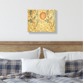 William Morris Pink Rose Bloem Behang Patroon Canvas Afdruk (Insitu (Slaapkamer))