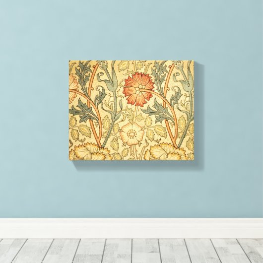 William Morris Pink Rose Bloem Behang Patroon Canvas Afdruk (Insitu (Houten vloer))