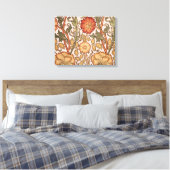William Morris Pink Rose Bloem Behang Patroon Canvas Afdruk (Insitu (Slaapkamer))