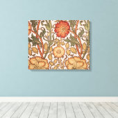 William Morris Pink Rose Bloem Behang Patroon Canvas Afdruk (Insitu (Houten vloer))