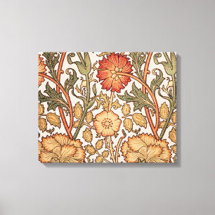 William Morris Pink Rose Bloem Behang Patroon Canvas Afdruk