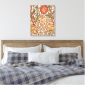 William Morris Pink Rose Bloem Behang Patroon Canvas Afdruk (Insitu (Slaapkamer))