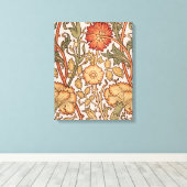 William Morris Pink Rose Bloem Behang Patroon Canvas Afdruk (Insitu (Houten vloer))
