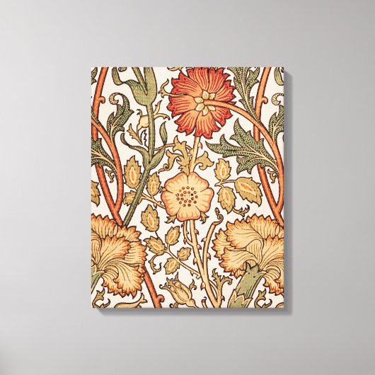 William Morris Pink Rose Bloem Behang Patroon Canvas Afdruk (Voorkant)