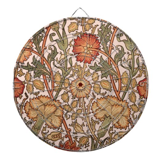 William Morris Pink Rose Bloem Behang Patroon Dartbord (Voorkant)