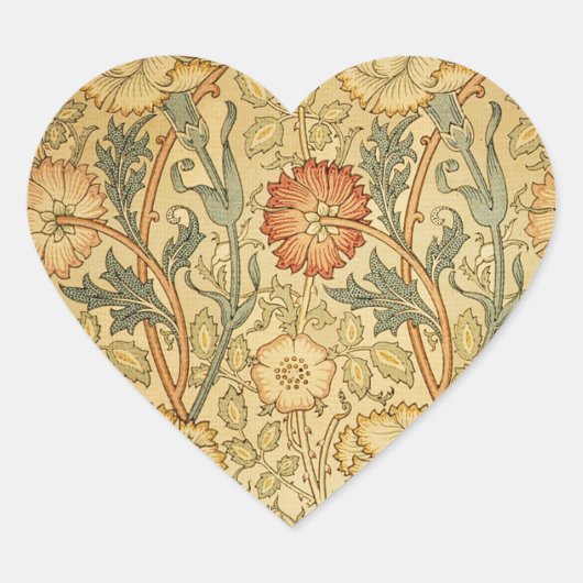 William Morris Pink Rose Bloem Behang Patroon Hart Sticker (Voorkant)
