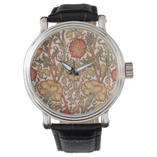 William Morris Pink Rose Bloem Behang Patroon Horloge