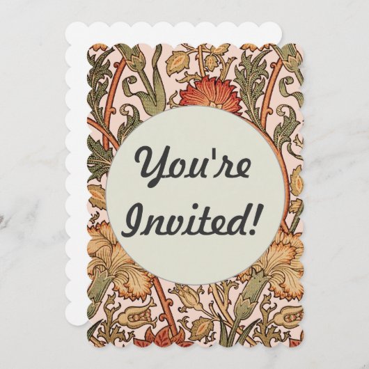 William Morris Pink Rose Bloem Behang Patroon Kaart (Voorkant / Achterkant)