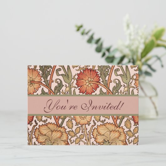 William Morris Pink Rose Bloem Behang Patroon Kaart (Staand voorkant)