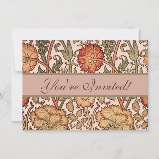 William Morris Pink Rose Bloem Behang Patroon Kaart (Voorkant)