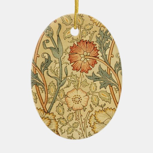 William Morris Pink Rose Bloem Behang Patroon Keramisch Ornament (Voorkant)